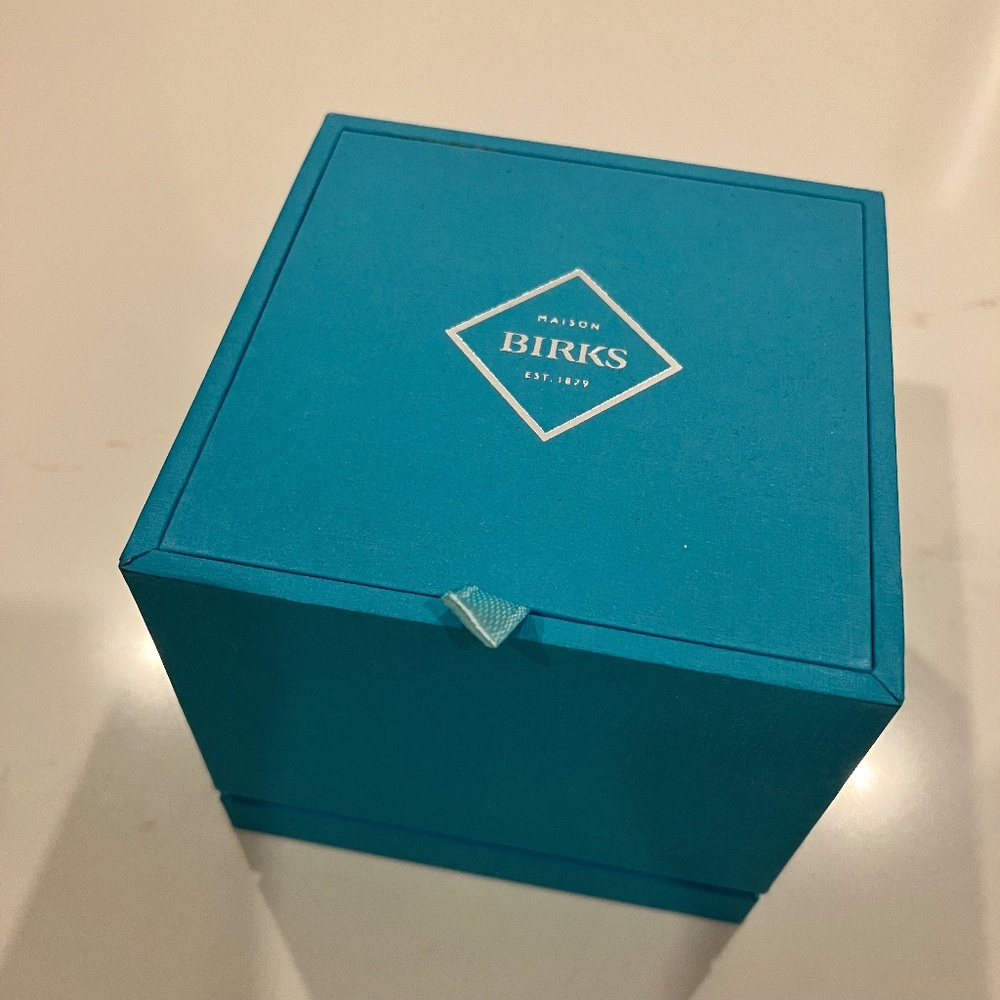 Birks earrings presentation box with pouch